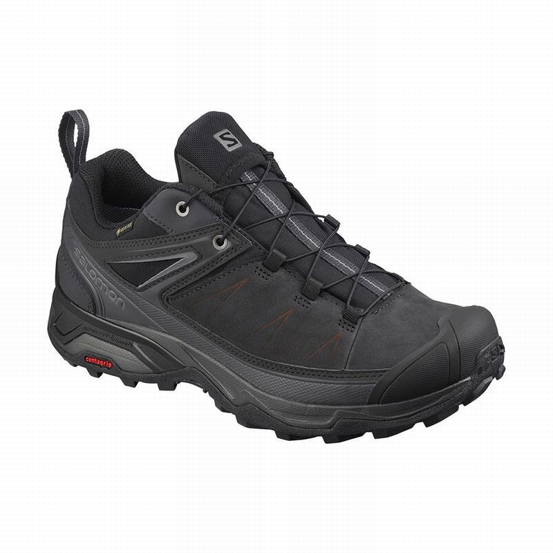 Salomon Singapore Mens Hiking Shoes - X ULTRA 3 LEATHER GORE-TEX Black | 19052-MEJT